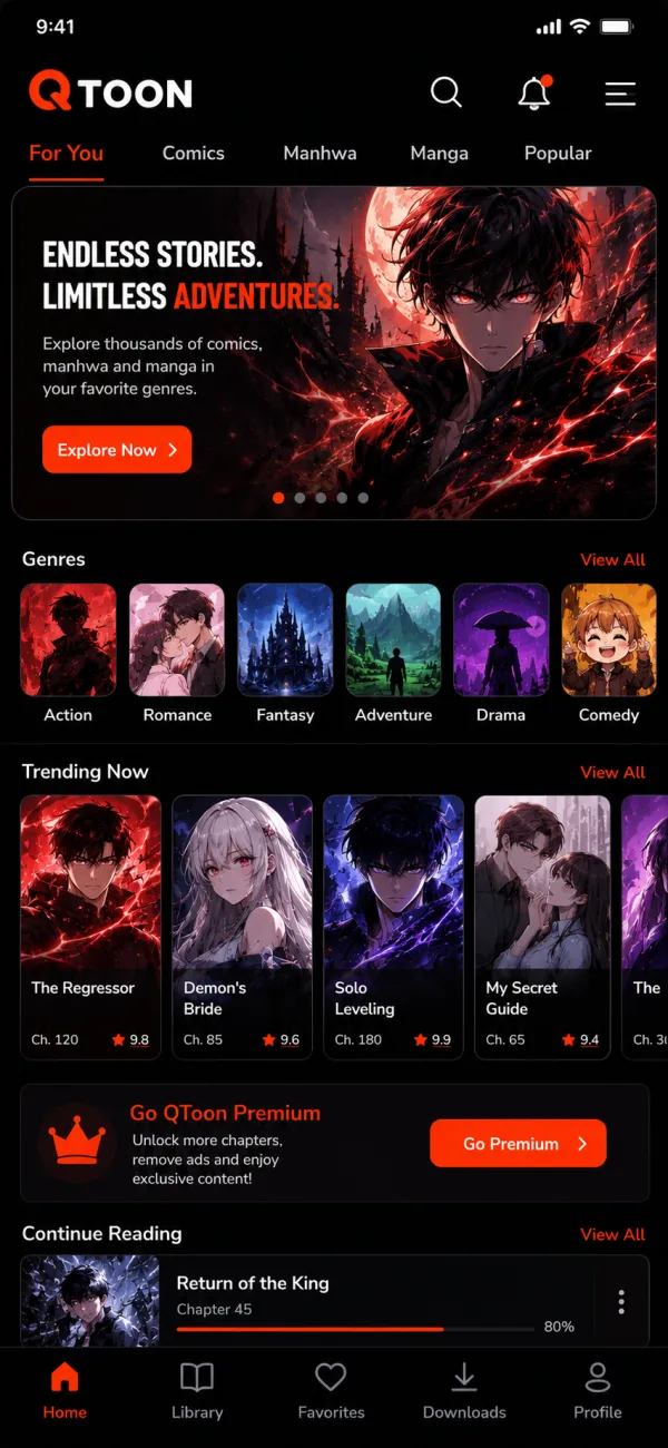 QTOON app — Home